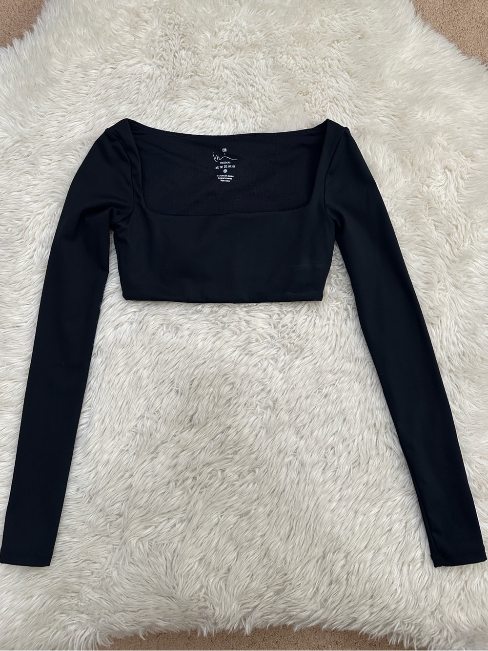 Crop Shop Boutique Black Square-Neck Long Sleeve Crop Top